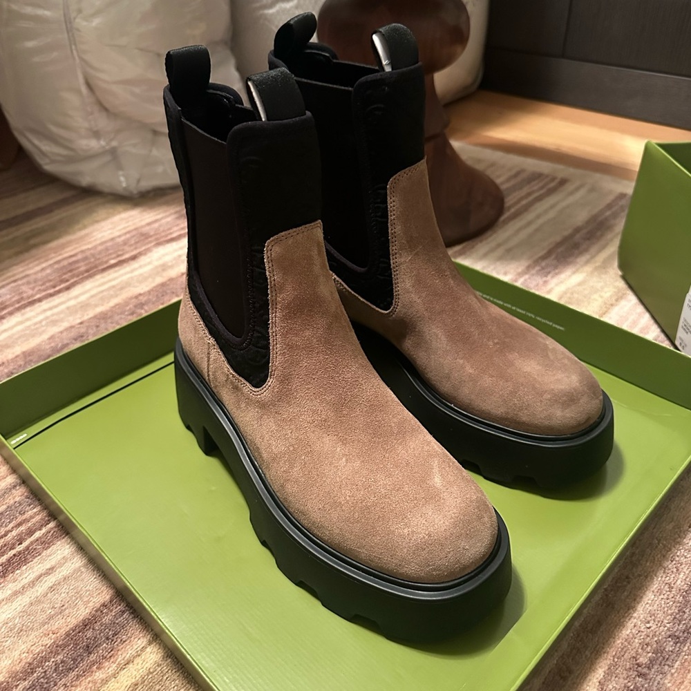 Tory Burch Tan Suede Chelsea Boots